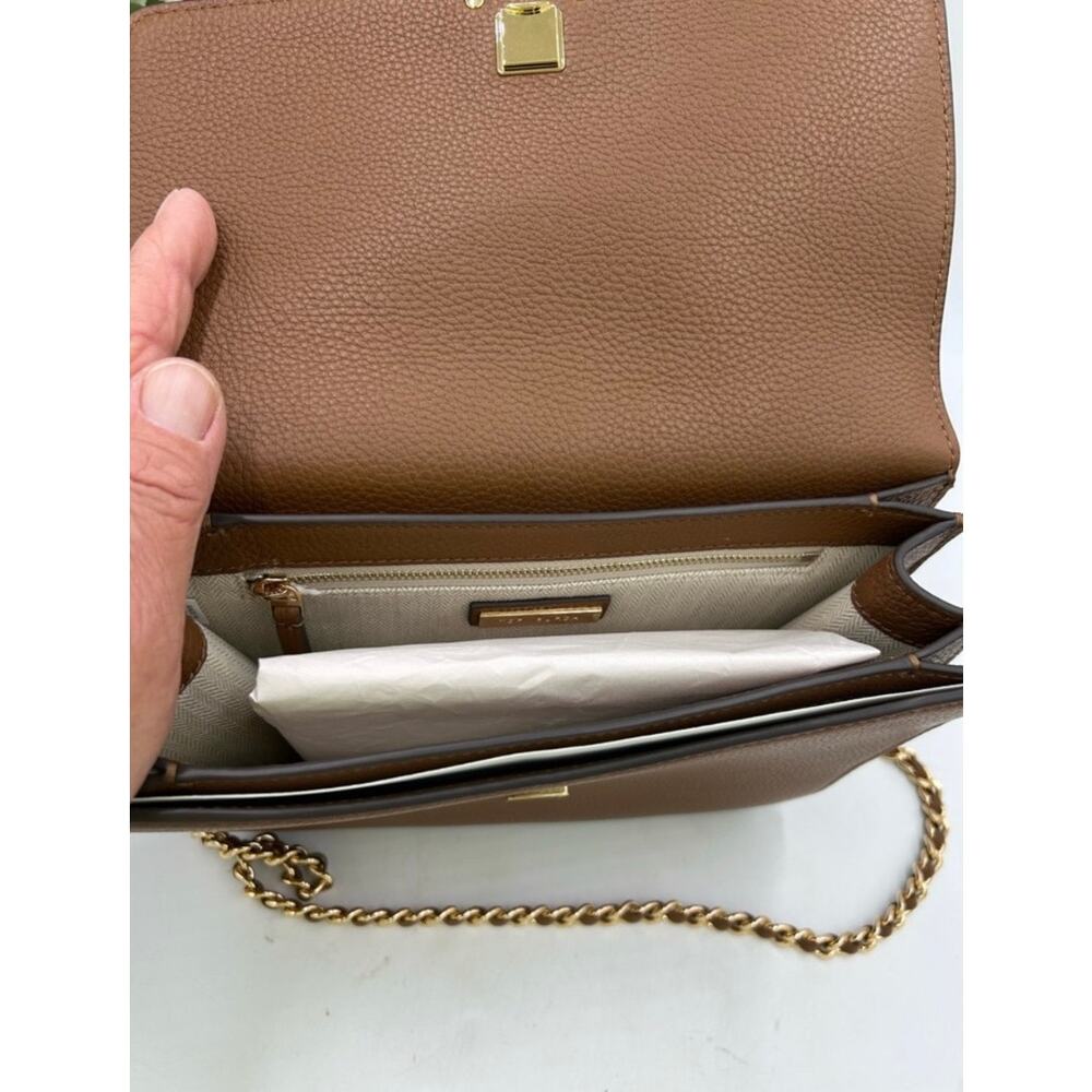 Women's TORY BURCH BRITTEN shoulder bag crafted in moose brown leather/ gold - Picture 8 of 10